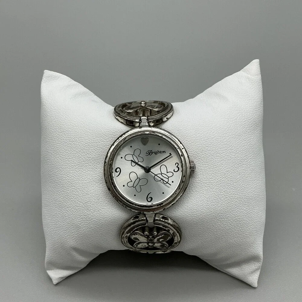 Brighton Bellevue Womens Watch 28mm Silver Dial Butterfly New Battery 6.25